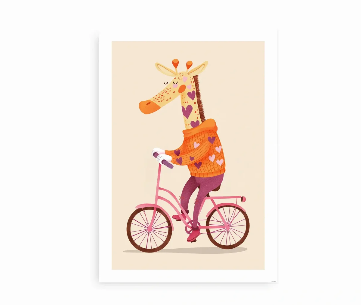 Giraf på cykel – børneplakat - Billede 2