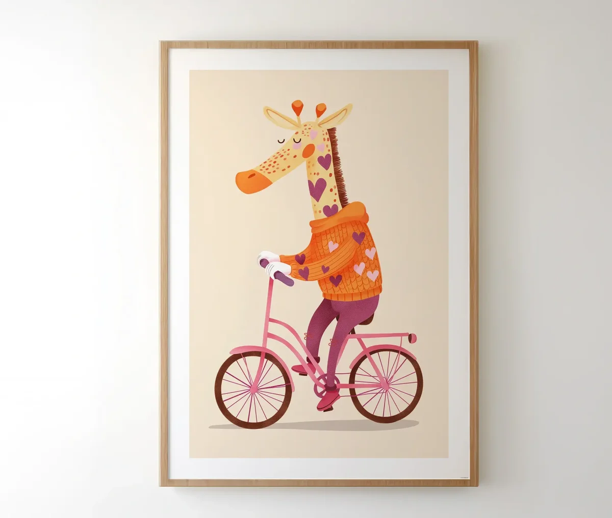 Giraf på cykel – børneplakat - Billede 3