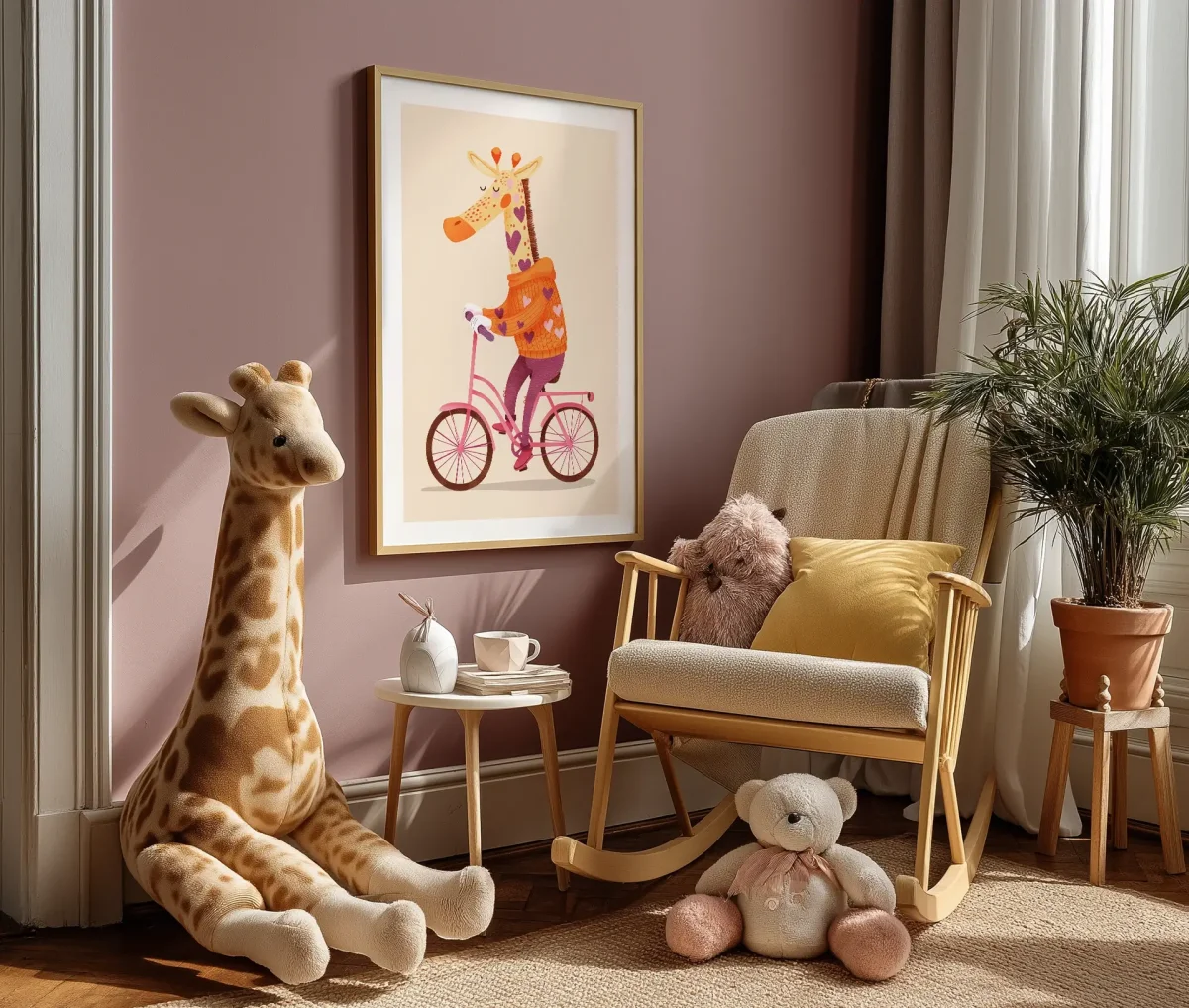 Giraf på cykel – børneplakat - Billede 4