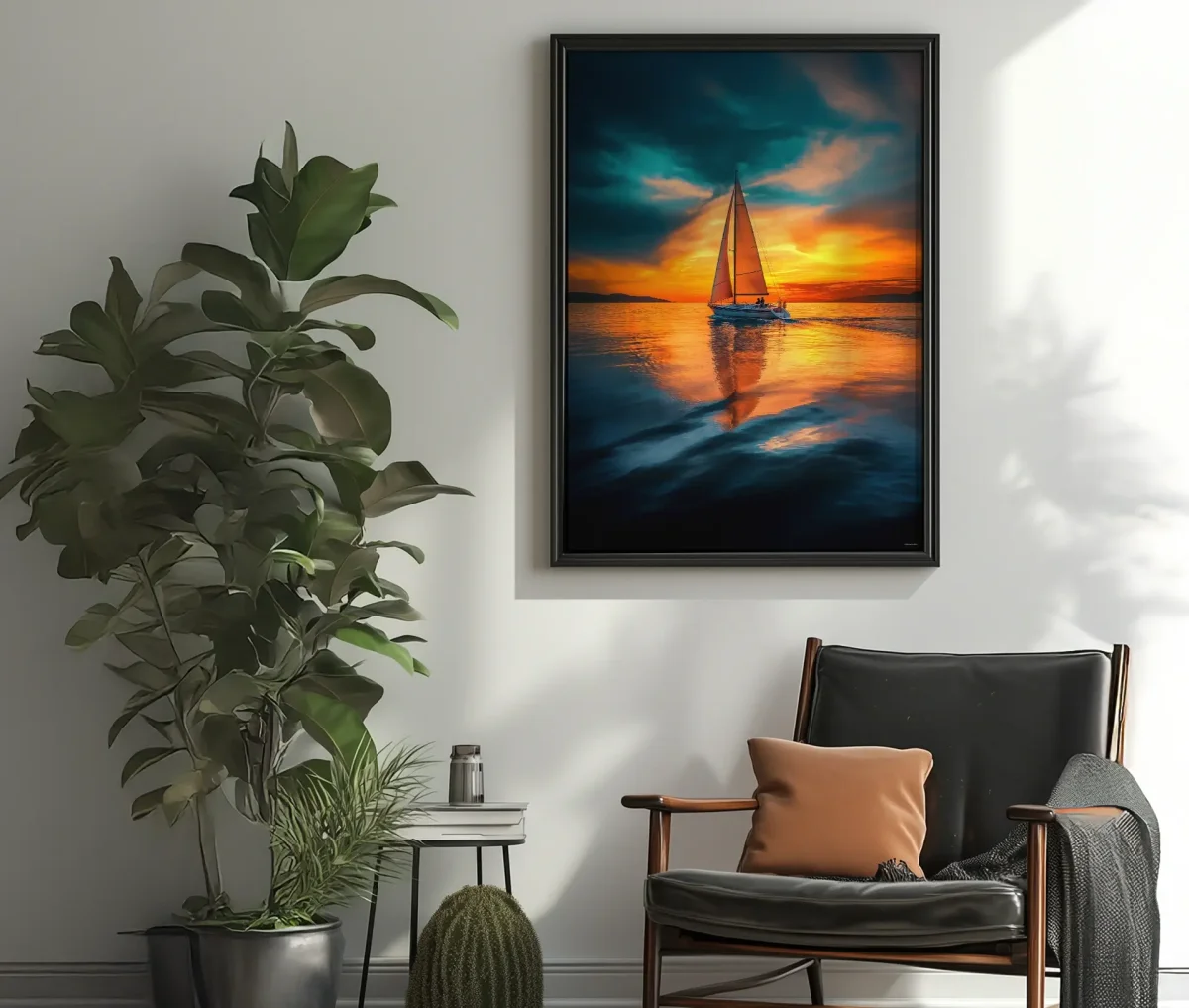 Sunset Sails – Plakat med sejlbåd og solnedgang - Billede 4