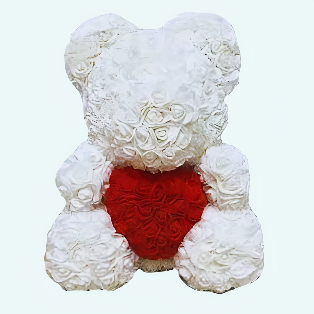 Hvid rose-bamse - Billede 2